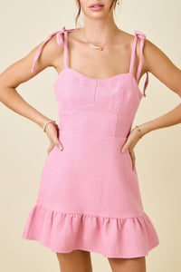 Wren Tweed Mini Dress in Pink