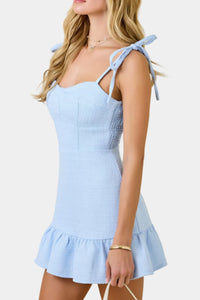 Wren Tweed Mini Dress in Blue