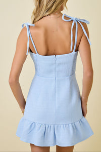 Wren Tweed Mini Dress in Blue