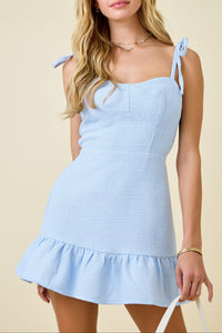 Wren Tweed Mini Dress in Blue