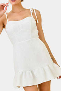 Wren Tweed Mini Dress in White