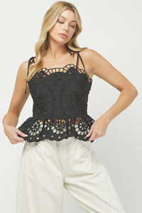 Jones Eyelet Peplum Top