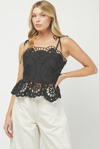 Jones Eyelet Peplum Top