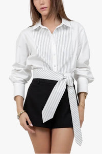 Jada Poplin Contrast Stripe Top