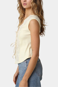 Parker Lace Up Scallop Trim Top