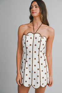 Jess Halter Scallop Polka Dot Mini Dress