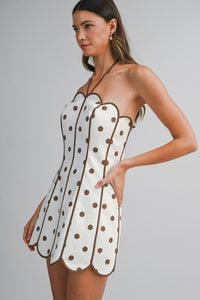 Jess Halter Scallop Polka Dot Mini Dress
