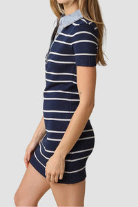 Cecelia Stripe Collared Contrast Mini Dress