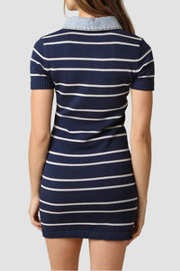 Cecelia Stripe Collared Contrast Mini Dress