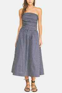 Stormi Striped Smocked Tube Midi Dress