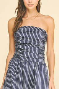 Stormi Striped Smocked Tube Midi Dress