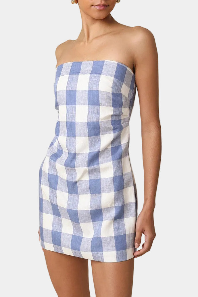 Gia Strapless Gingham Mini Dress