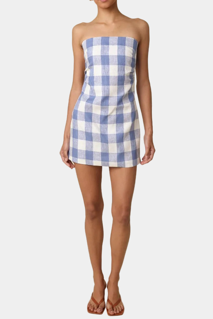 Gia Strapless Gingham Mini Dress