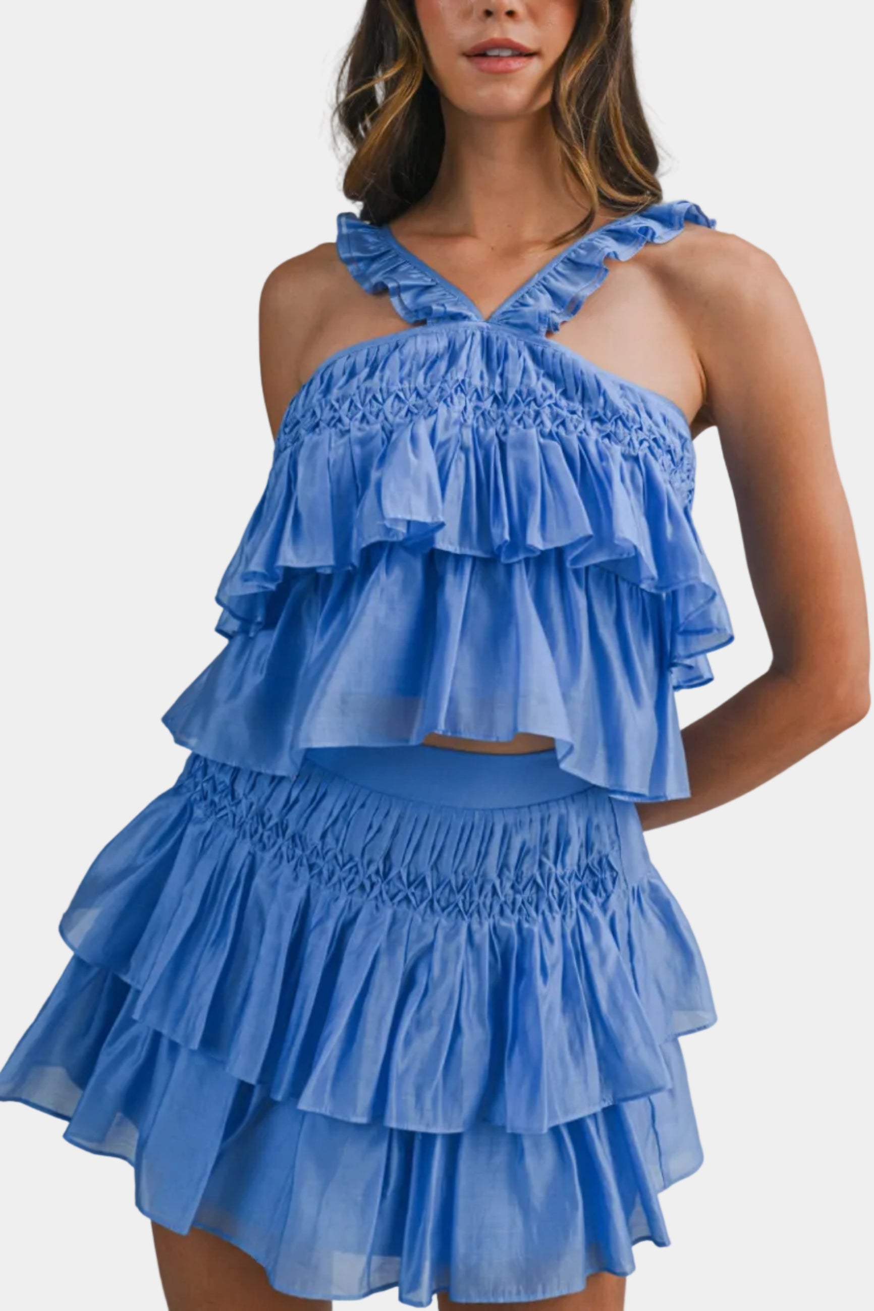 Sommer Ruffle Tiered Top & Mini Skirt Set