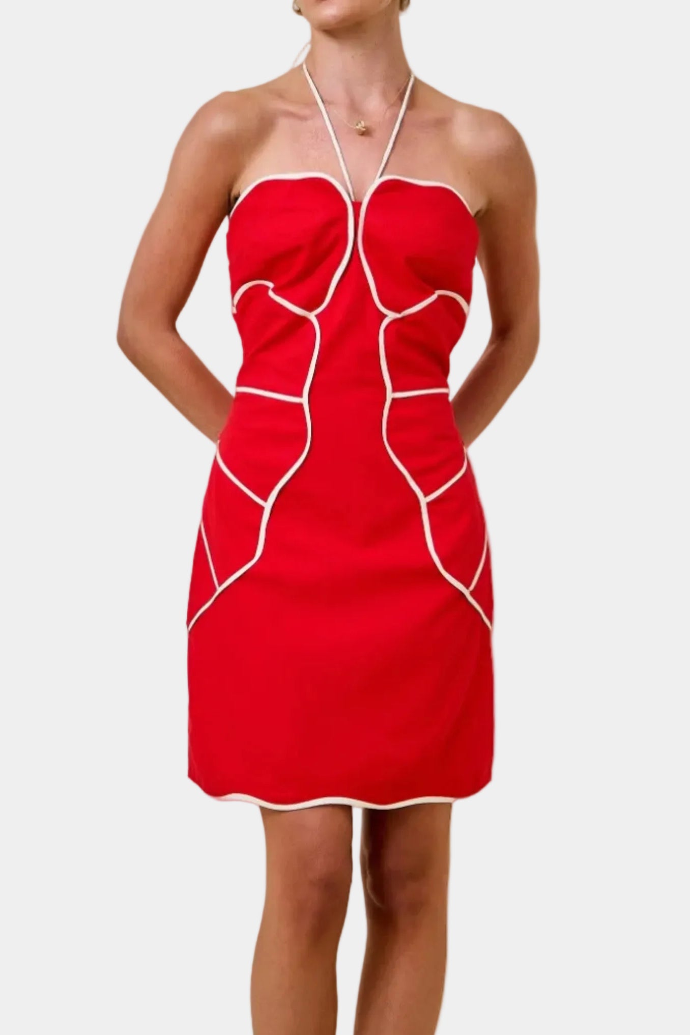 Jenny Halter Neck Contrast Mini Dress