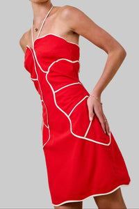Jenny Halter Neck Contrast Mini Dress