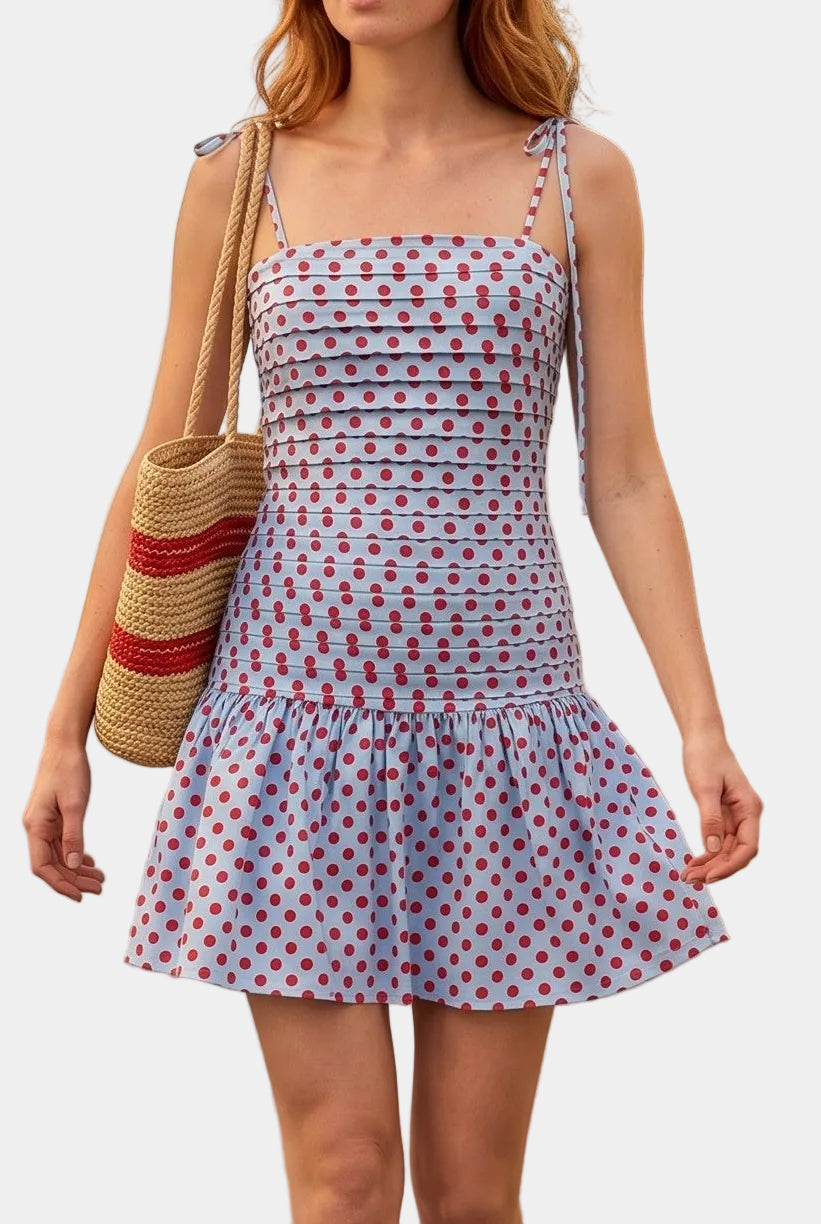 Jacie Polka Dot Pleated Mini Dress