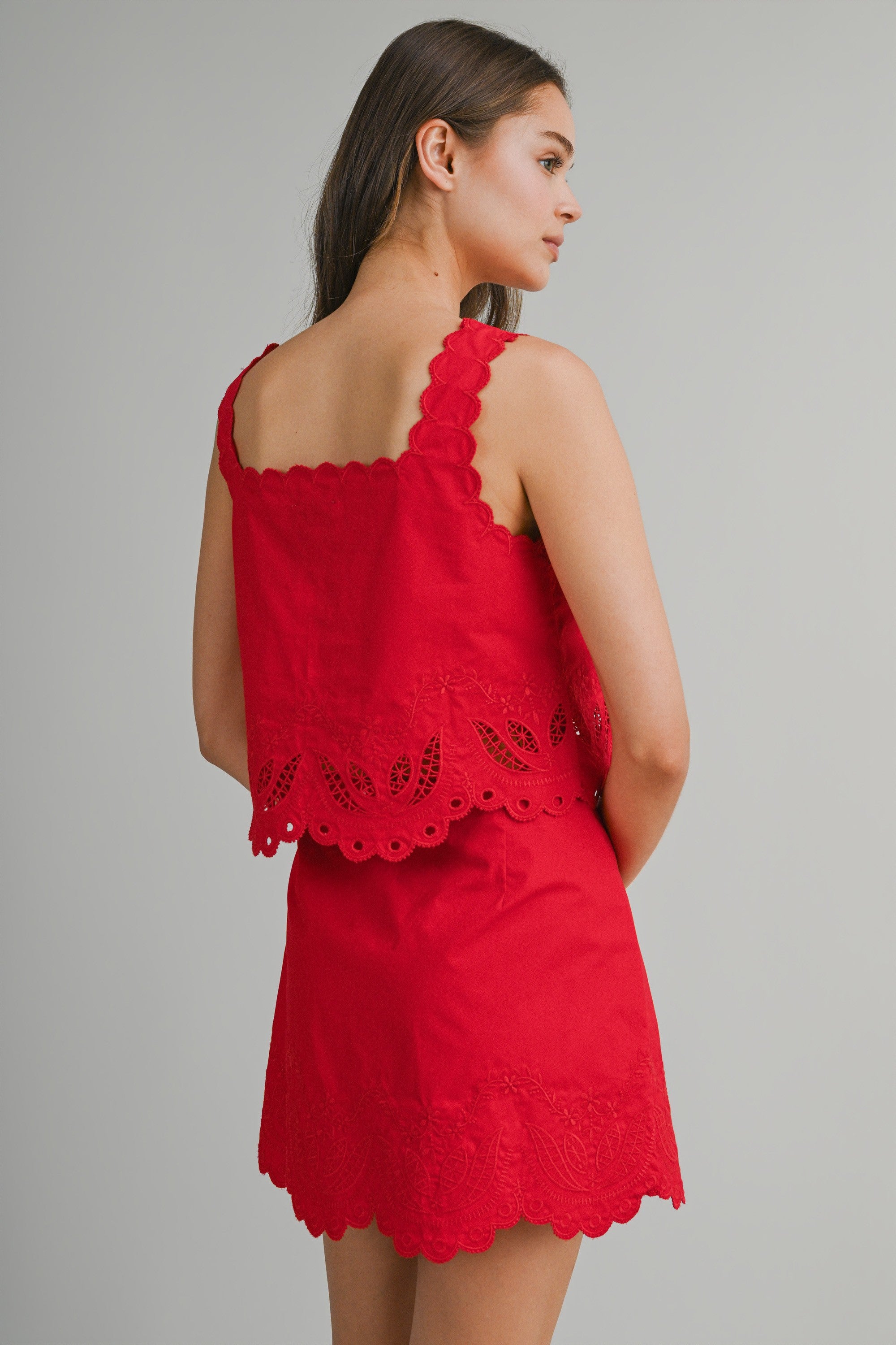 Livia Embroidered Eyelet Top & Mini Skirt Set