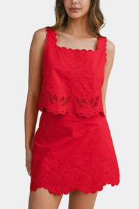 Livia Embroidered Eyelet Top & Mini Skirt Set