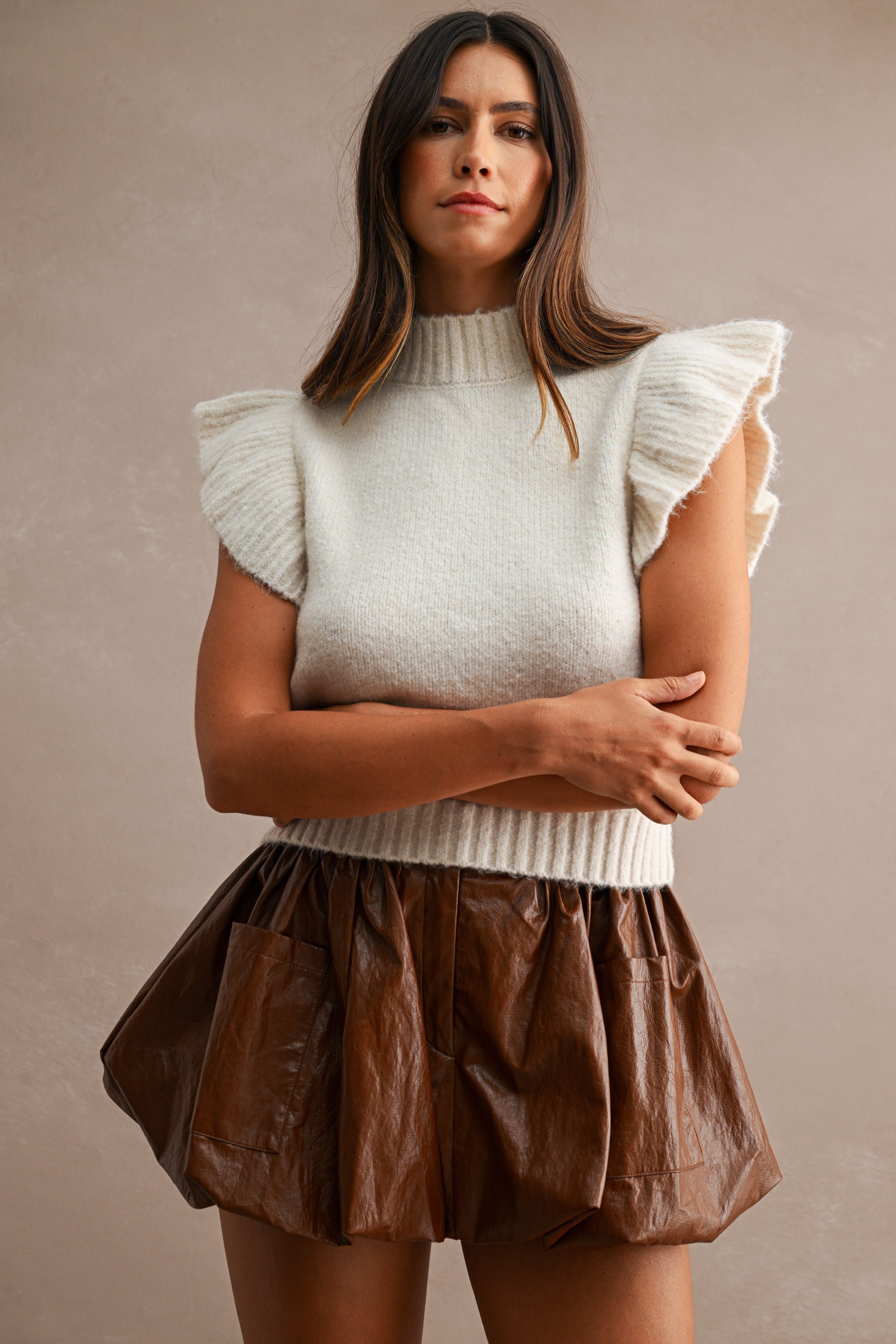 Mila Knitted Ruffle Vest