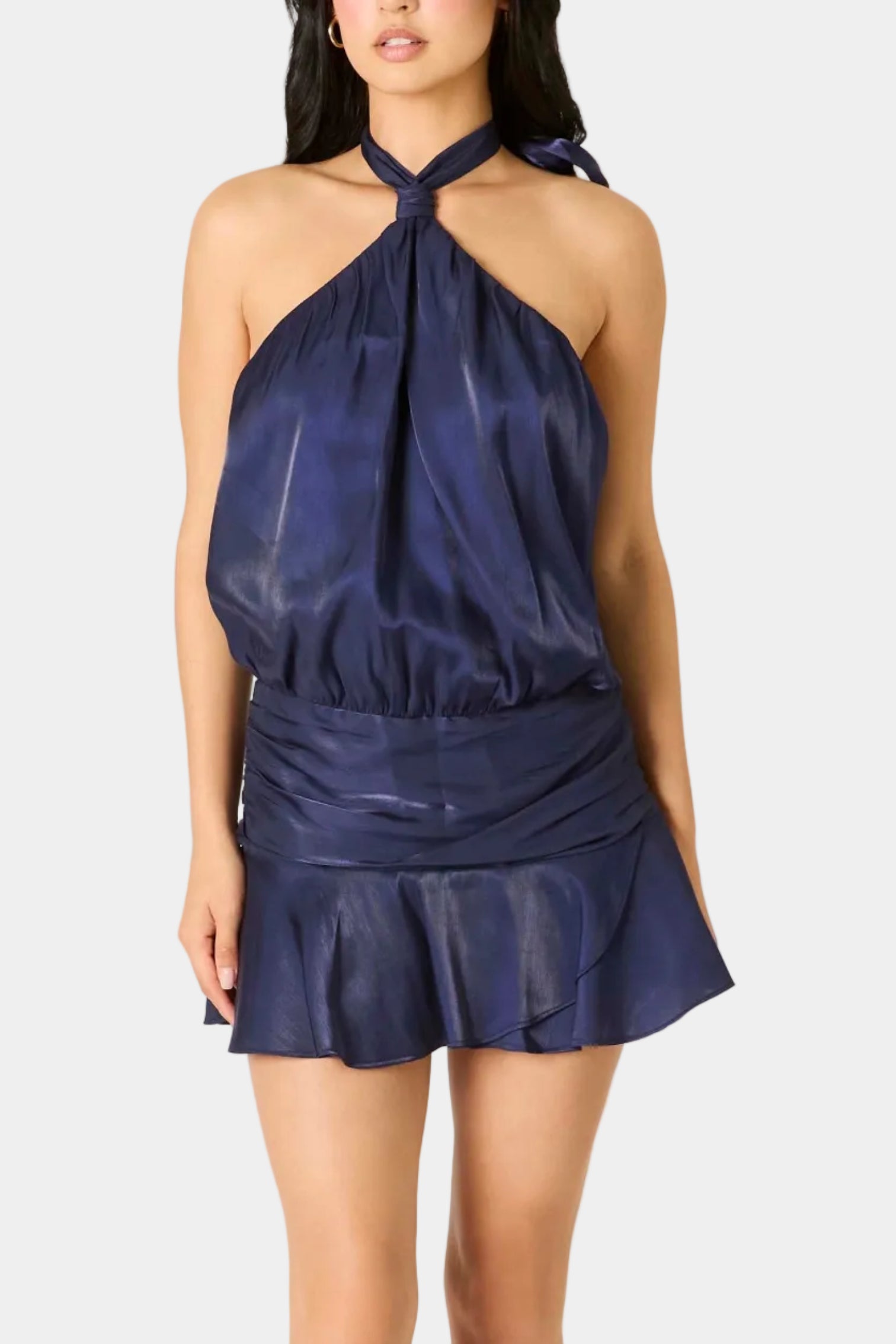 Roni Drop Waist Mini Dress in Navy