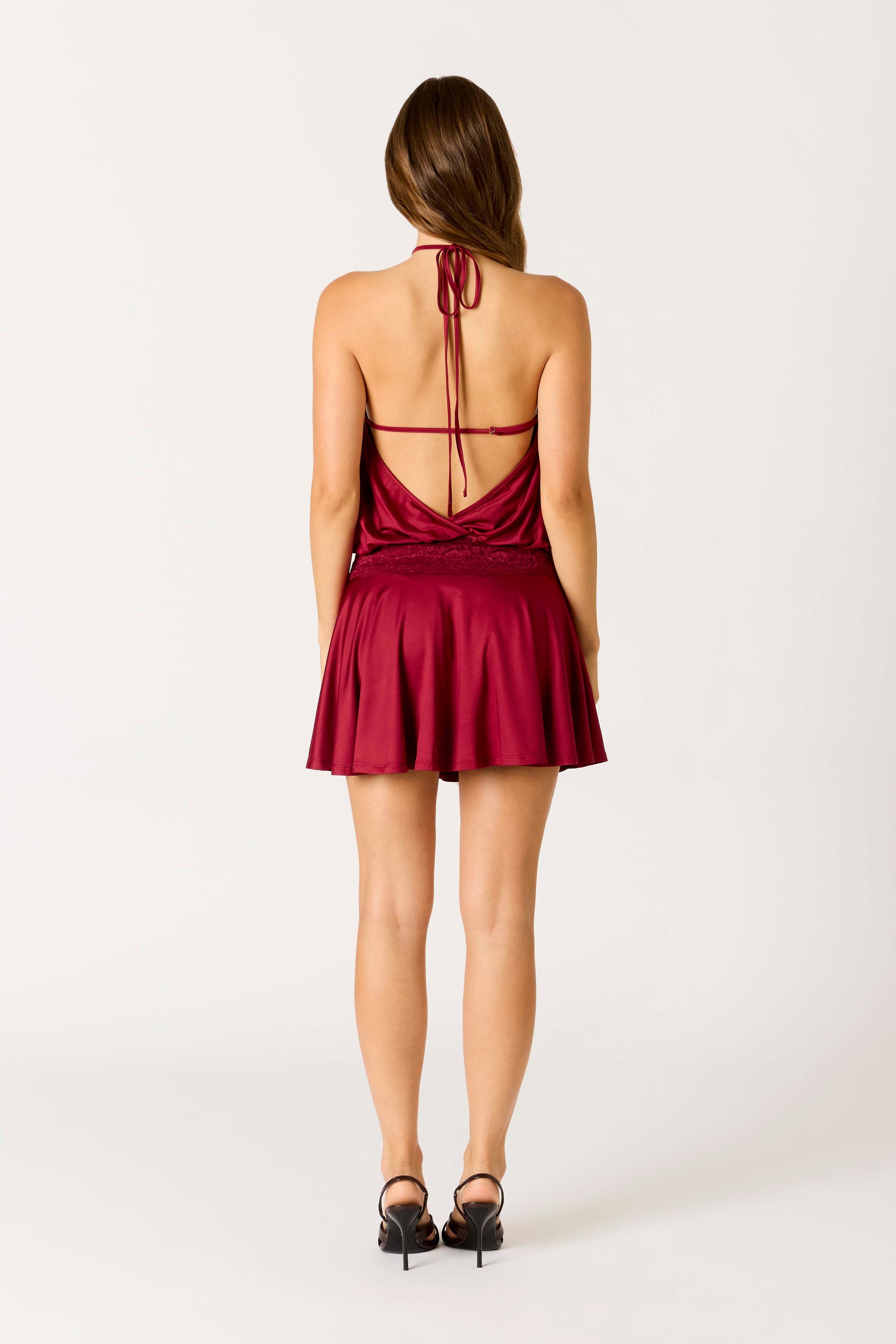 Cala Drop Waist Lace Detail Mini Dress