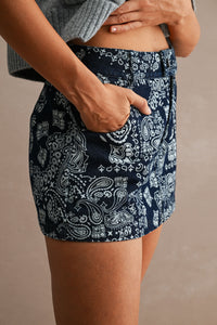 Ashton Paisley Printed Denim Skort