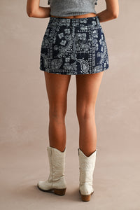 Ashton Paisley Printed Denim Skort