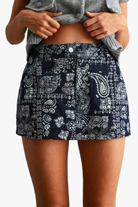 Ashton Paisley Printed Denim Skort