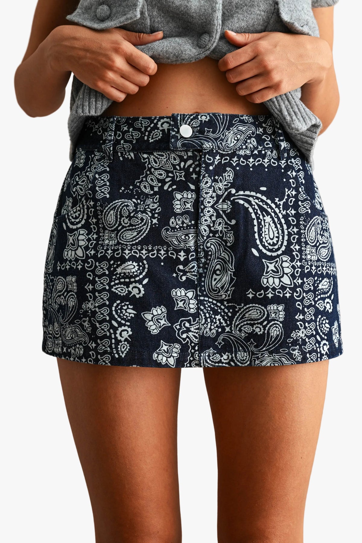 Ashton Paisley Printed Denim Skort