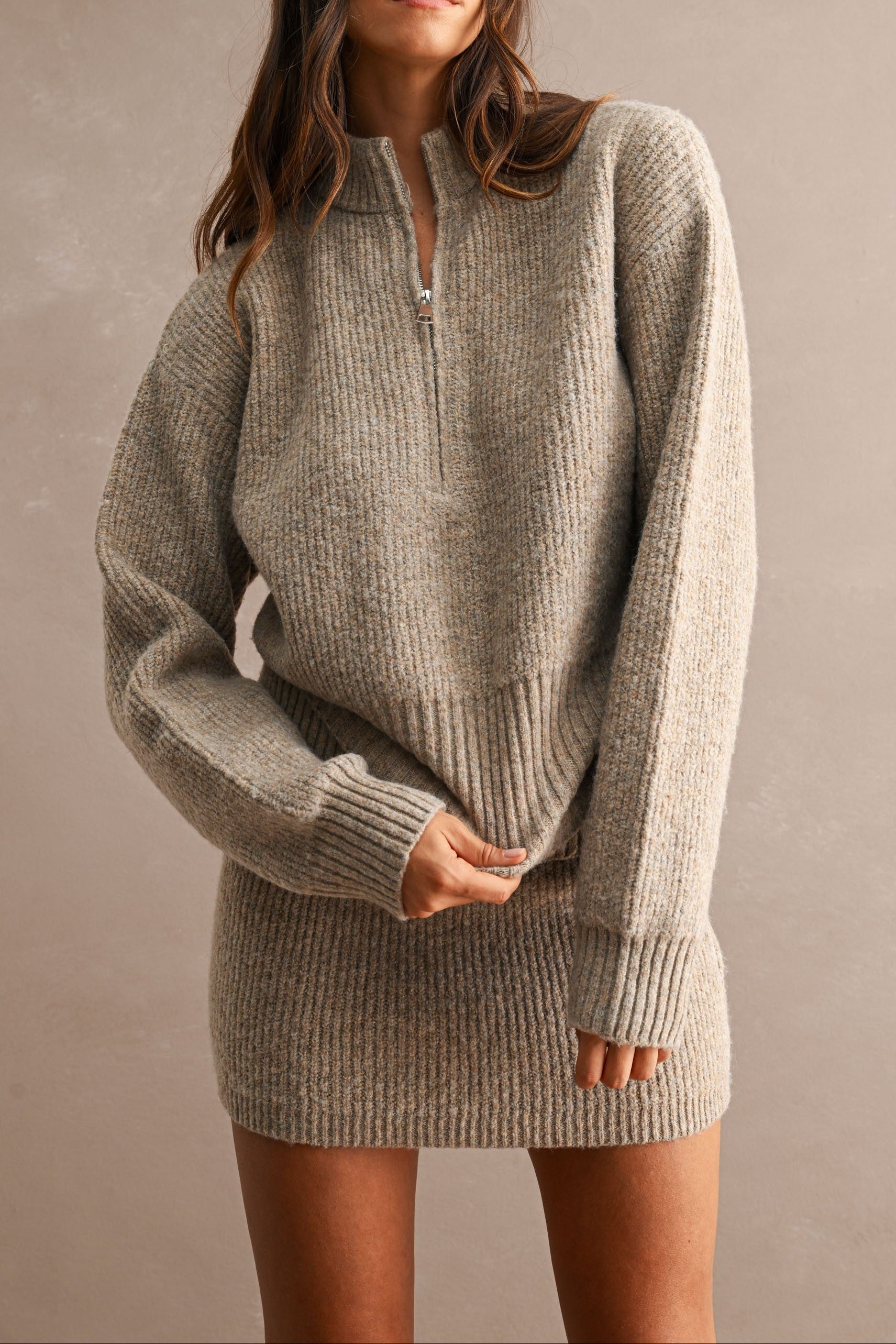 Lauren Knit Half-Zip Sweater & Mini Skirt Set