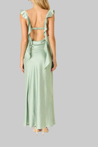 Addison Ruffled Maxi Dress In Basil