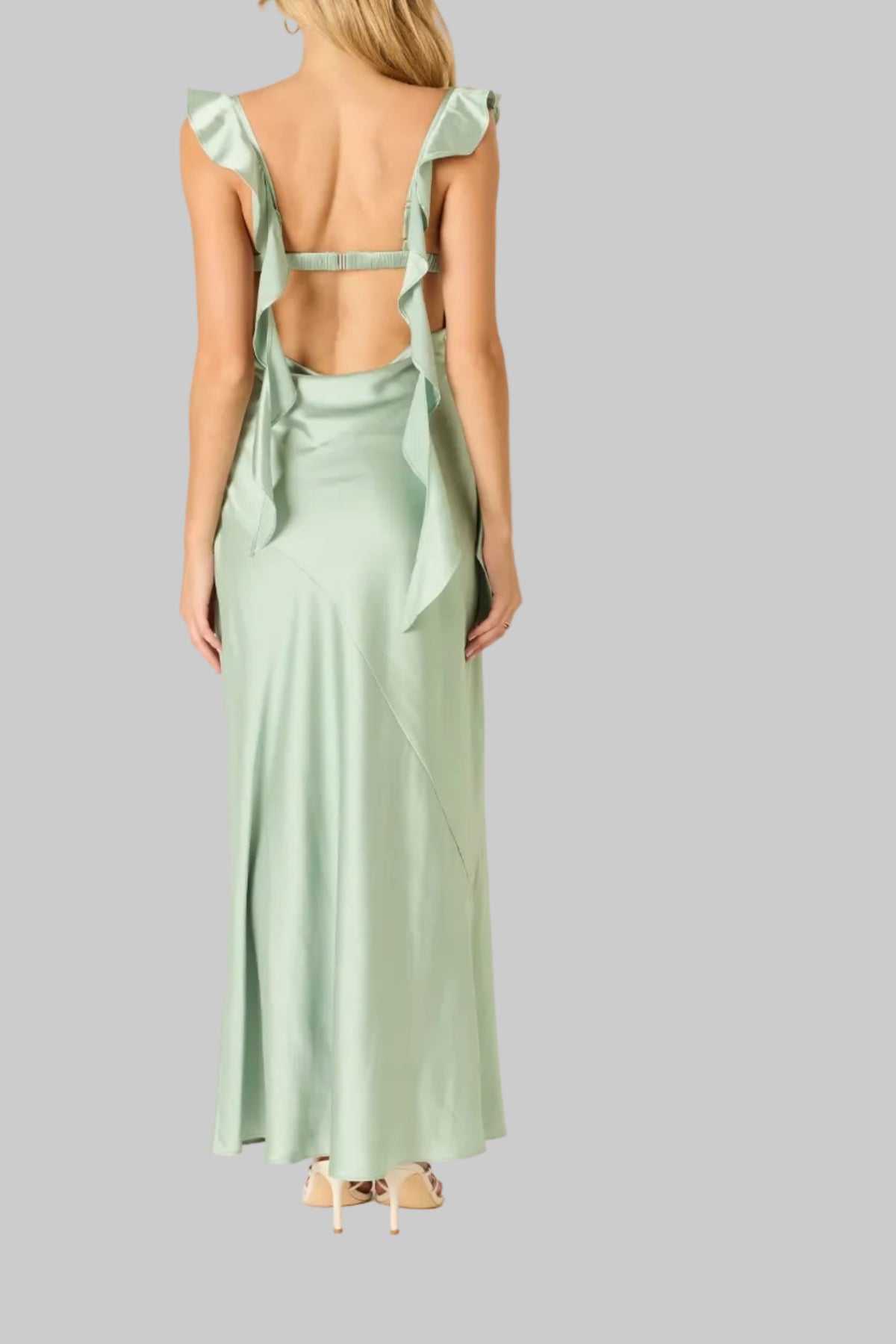 Addison Ruffled Maxi Dress In Basil