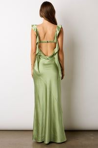 Addison Ruffled Maxi Dress in Basil
