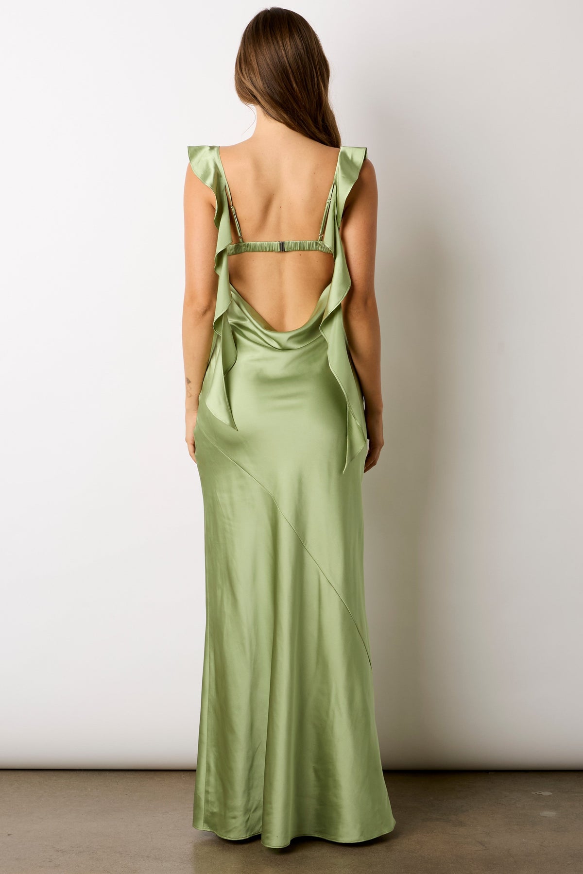 Addison Ruffled Maxi Dress in Basil