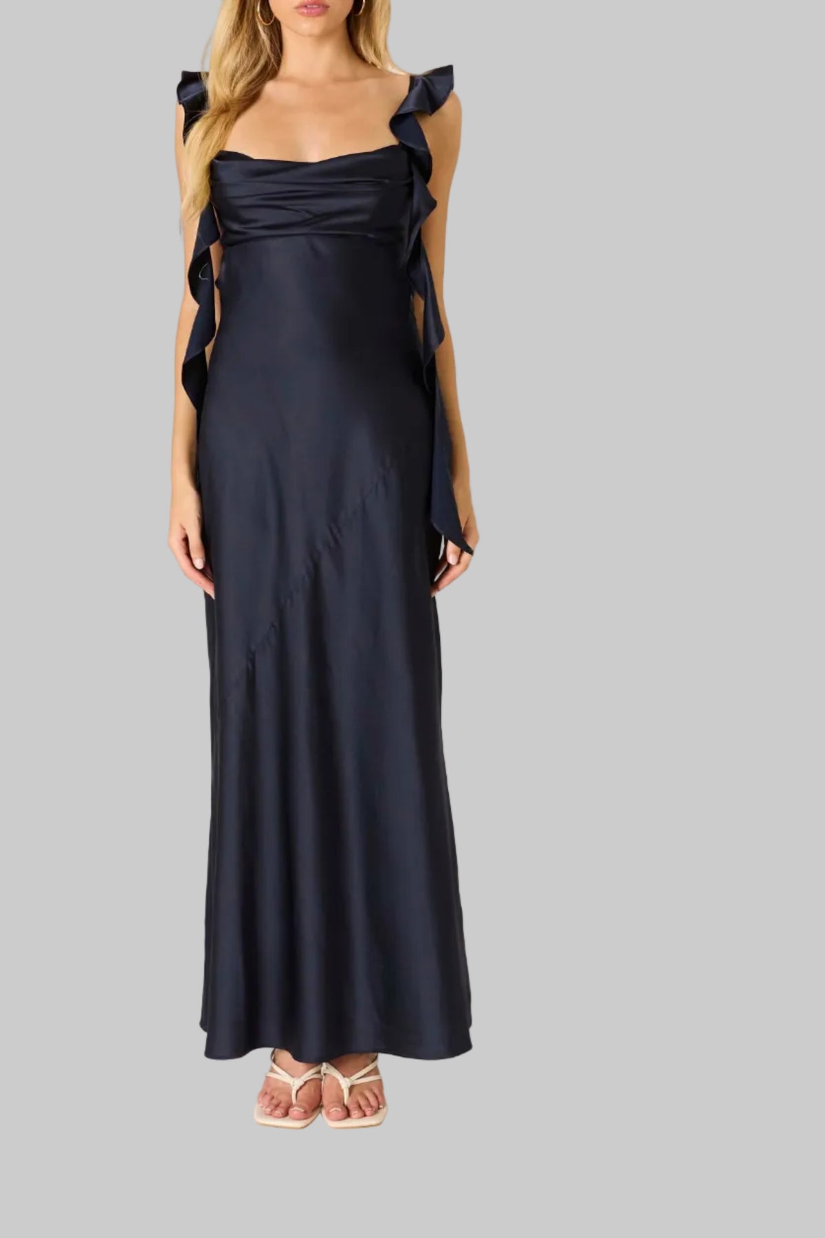 Addison Ruffled Maxi Dress In Midnight