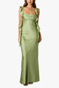 Addison Ruffled Maxi Dress in Basil