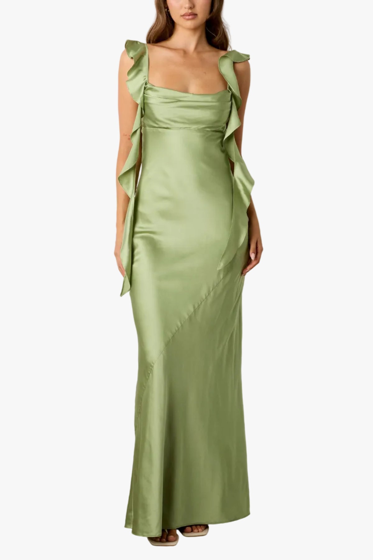 Addison Ruffled Maxi Dress in Basil