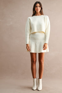 Annie Knit Sweater & Skirt Set in Cream
