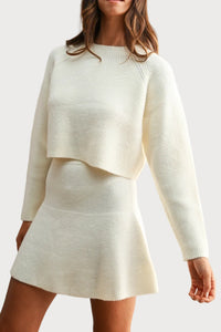 Annie Knit Sweater & Skirt Set in Cream
