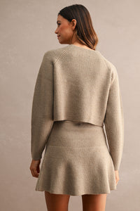 Annie Knit Sweater & Skirt Set in Light Mocha
