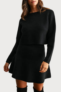 Annie Knit Sweater & Skirt Set in Black