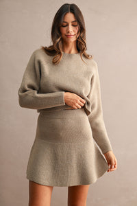 Annie Knit Sweater & Skirt Set in Light Mocha