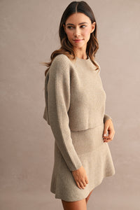 Annie Knit Sweater & Skirt Set in Light Mocha