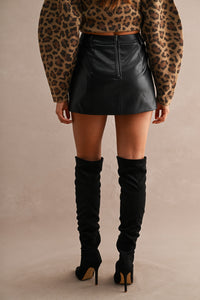 Jessie Faux Leather Pocket Mini Skirt in Black