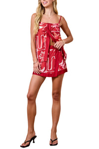 Elle Sweetheart Slit Top & Wrap Skort