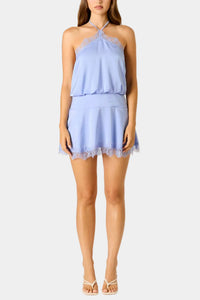 Annabelle Halter Lace Detail Mini Dress