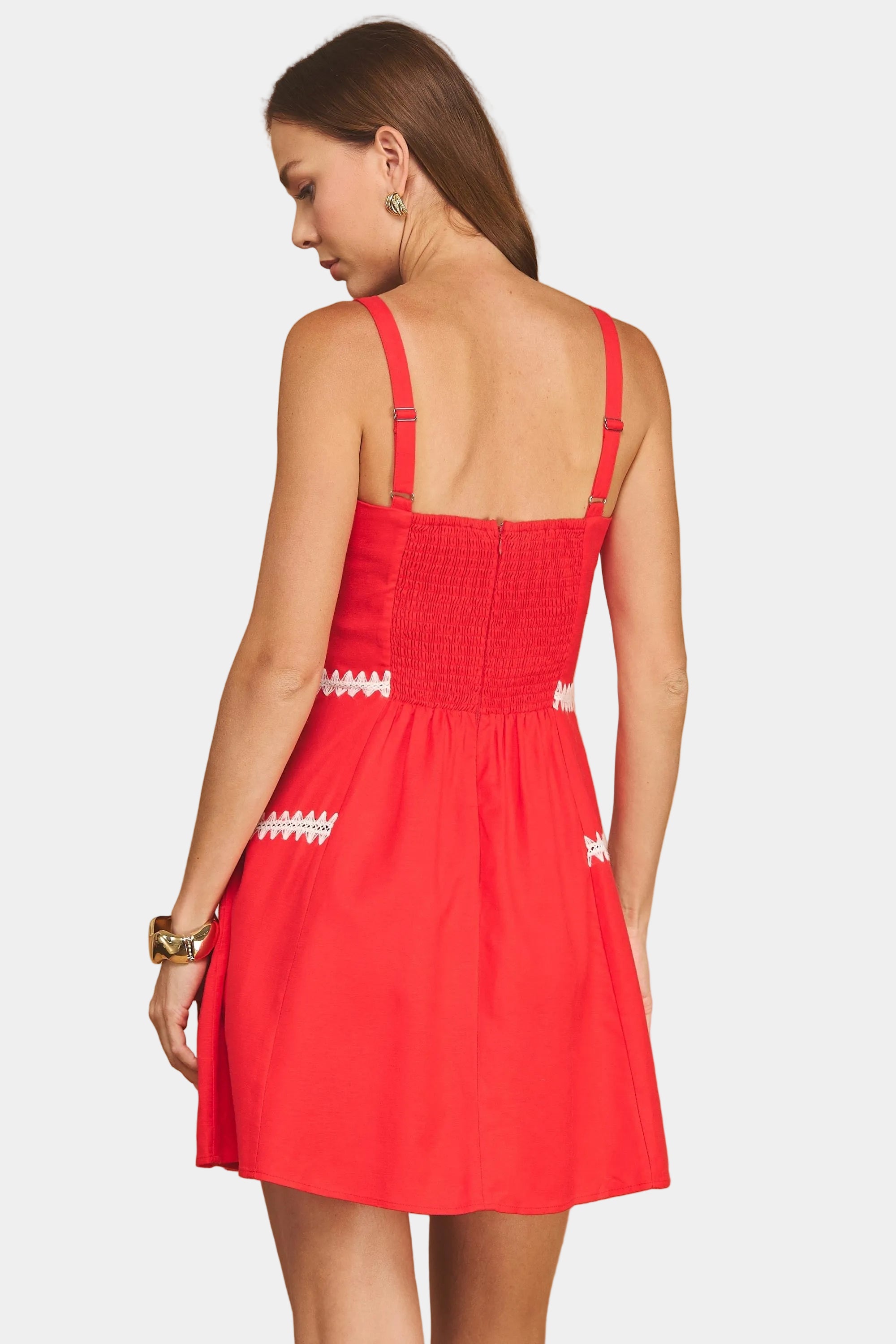 Vera Whipstitch Crochet Embroidery Mini Dress