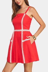 Vera Whipstitch Crochet Embroidery Mini Dress