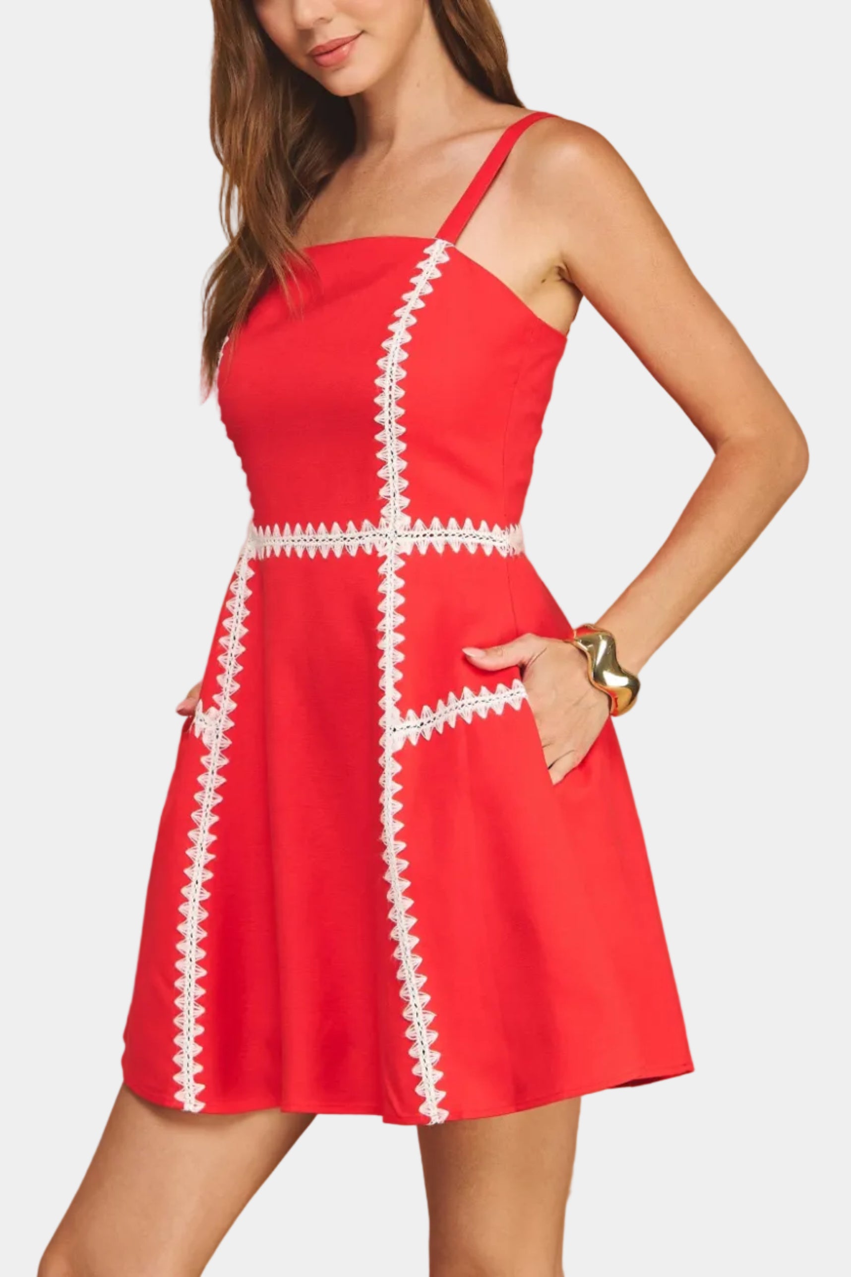 Vera Whipstitch Crochet Embroidery Mini Dress